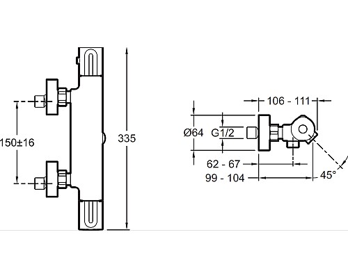 Смеситель для ванны Jacob Delafon Metro E24395-CP с термостатом Хром