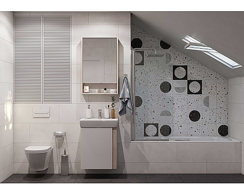 Тумба под раковину Aquaton Кантри 50 1A257801AHB20 Белая глянцевая Дуб верона