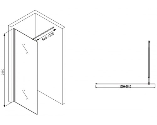 Душевая перегородка Abber Immer Offen 100 AG61100B8 профиль Черный стекло прозрачное