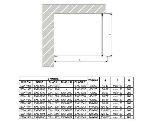 Душевое ограждение NEW TRENDY AVEXA BLACK 130x200 (черный)