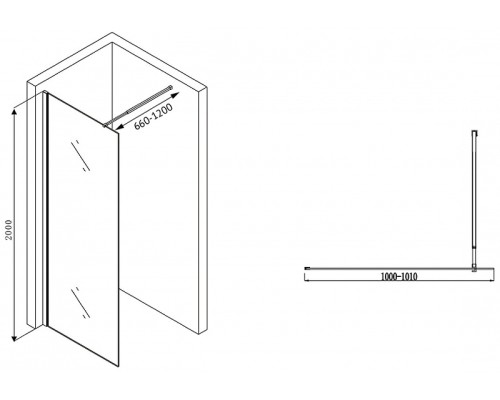 Душевая перегородка Abber Immer Offen 100 AG61100B8 профиль Черный стекло прозрачное