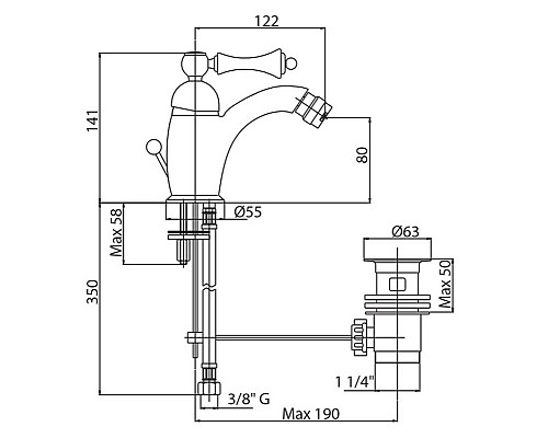 Смеситель для биде Cezares MARGOT-BSM1-01-Bi