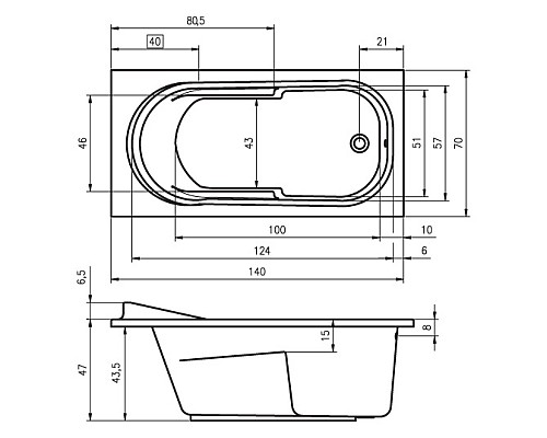 Прямоугольная ванна Riho Columbia 140x70 BA0500500000000