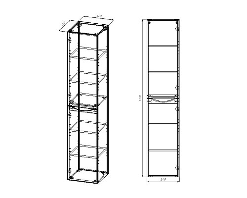 Шкаф пенал Vincea Mia 35 R VSC-2M170VO-R подвесной V.Oak