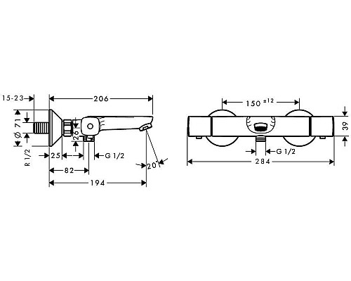 Смеситель для ванны,для душа Hansgrohe Ecostat Universal 13123000