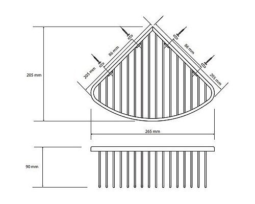 Полка корзина Bemeta Graphit 156208312 угловая Антрацит матовый