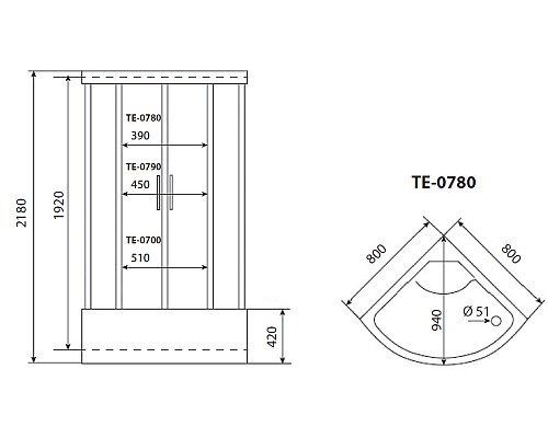 Душевая кабина Timo Eco 80x80 TE-0780 с гидромассажем Душевая кабина Timo Eco 80x80 TE-0780 с гидромассажем