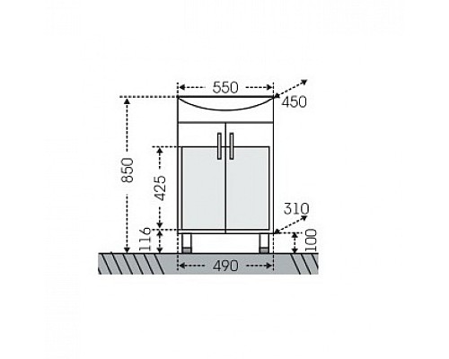 Тумба под раковину СанТа Уют 55 Белая