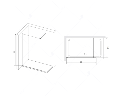 Душевая перегородка RGW Walk In WA-010 100 351001010-21 Хром -сатинат
