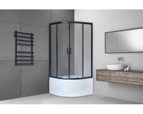 Душевой уголок Royal Bath ВК 100х100 профиль Черный стекло прозрачное