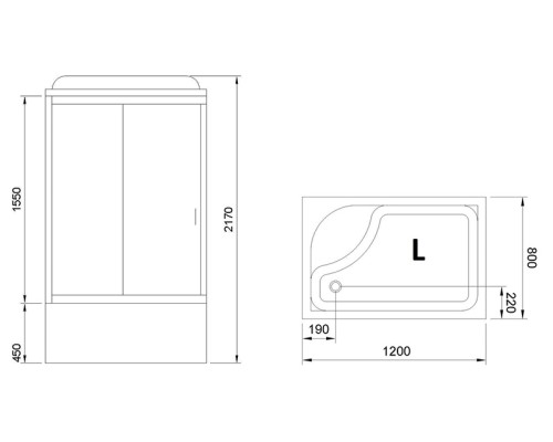 Душевая кабина Royal Bath 120x80 RB8120BP5-WC-L без гидромассажа