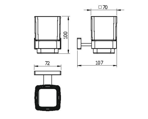 Стакан стеклянный к стене квадратный LANGBERGER 11911A