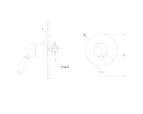 Смеситель для душа скрытого монтажа Caprigo Adria 02-550-CRM хром