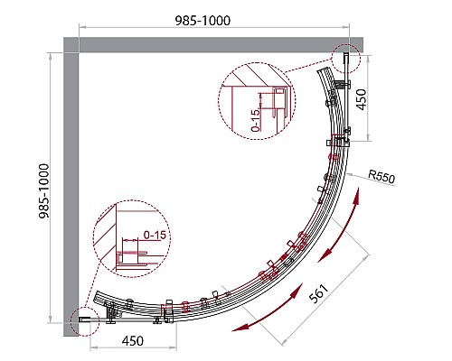 Душевой уголок BelBagno Acqua 100x100 ACQUA-R-2-100-C-Cr профиль Хром стекло прозрачное