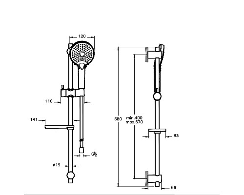 Душевой гарнитур Vitra Bliss A4574336EXP Черный матовый