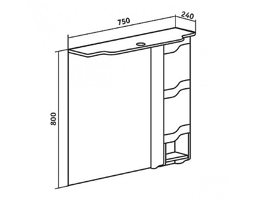 Зеркальный шкаф Runo Стиль 75 00000001128 правый