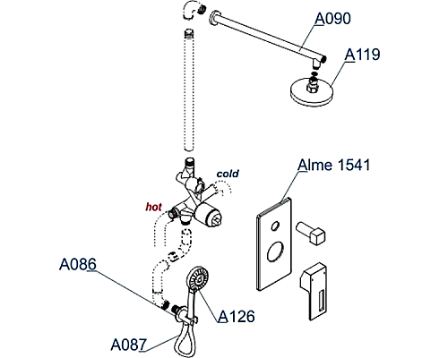 Душевая система WasserKRAFT Alme A16590 Хром