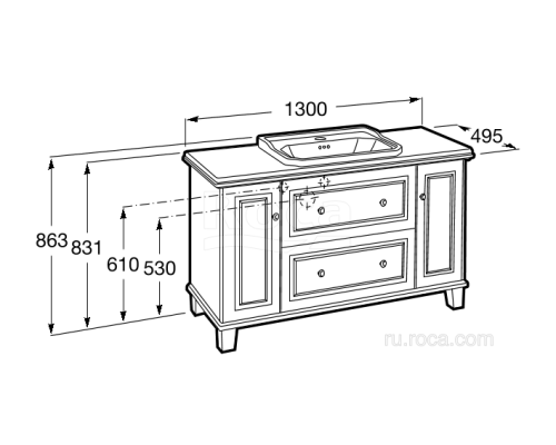 Тумба под раковину Roca Carmen 1300 857136415 для врезной раковины