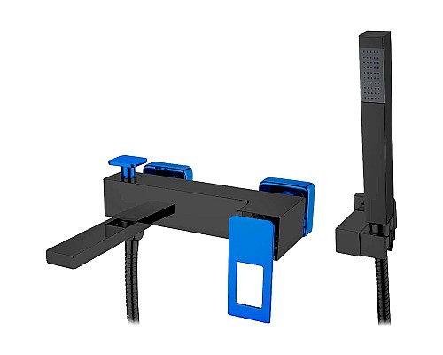 Смеситель для ванны Boheme Q 143-BUW Черный матовый Синий