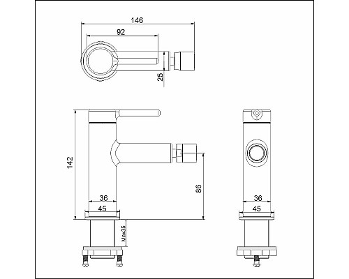 Смеситель для биде Excellent Pi Arex AREX.1203BL Черный матовый Смеситель для биде Excellent Pi Arex AREX.1203BL Черный матовый