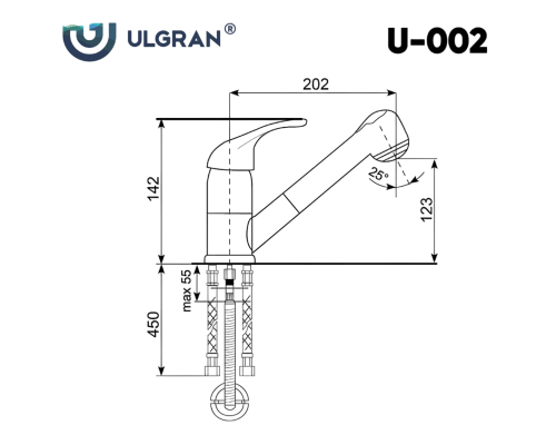 Смеситель для кухни Ulgran Classic Графит