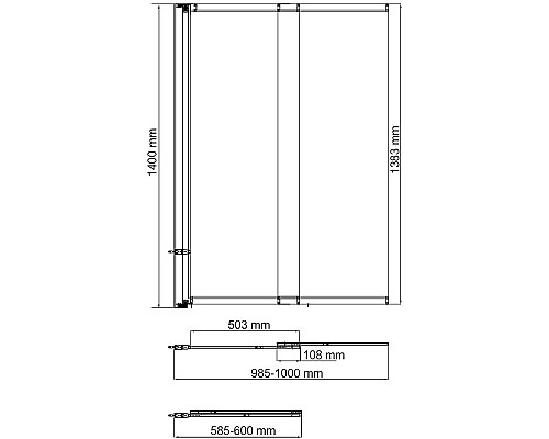 Шторка на ванну WasserKRAFT Dill 100 61S02-100 профиль Черный стекло прозрачное