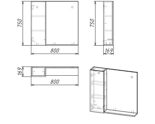 Зеркало со шкафом Grossman Альба 80 L 208005 Веллингтон Бриз