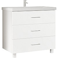 Тумба под раковину Marka One Mix 80Н с ручками Белая глянцевая