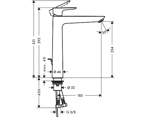 Смеситель для раковины Hansgrohe Talis E однорычажный золото 71716990
