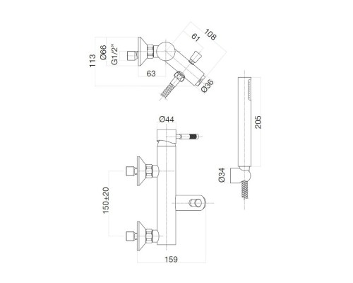 Смеситель для ванны Webert Rimini RI850101740 белый
