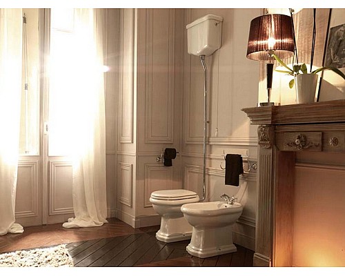 Механизм слива для навесного высокого бачка Kerasan Waldorf 754593 бронза