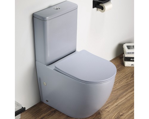 Унитаз компакт CeramaLux 2166XMHL Голубой матовый с бачком и сиденьем Микролифт