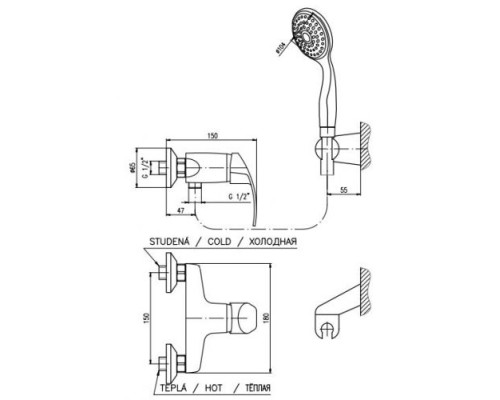 Смеситель для душа Rav Slezak Mississippi MS080.5/2 Хром