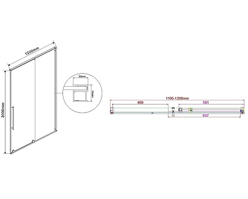 Душевая дверь Vincea Arno 120 VPS-1A120CLB профиль Черный стекло прозрачное