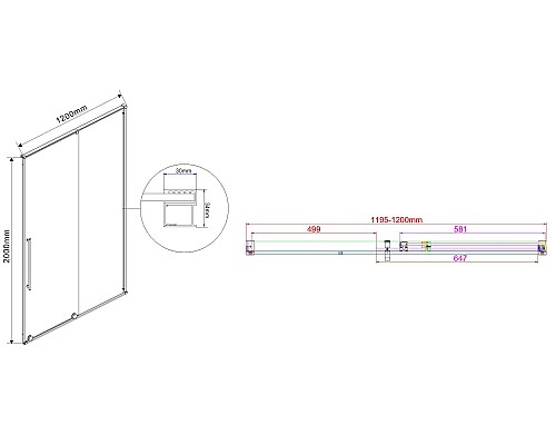 Душевая дверь Vincea Arno 120 VPS-1A120CLB профиль Черный стекло прозрачное