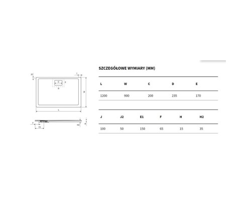 Поддон Excellent Lavano 120x90 см бетон