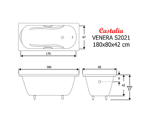 Ванна чугунная CASTALIA VENERA 180x80 Ц0000150