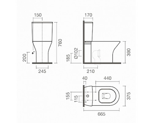 Унитаз компакт Sanitana Nexo S10075750300002 без бачка и сиденья