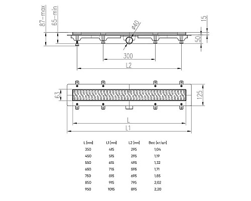 Душевой лоток Veconi Medium 550 V550M с решеткой Хром глянцевый