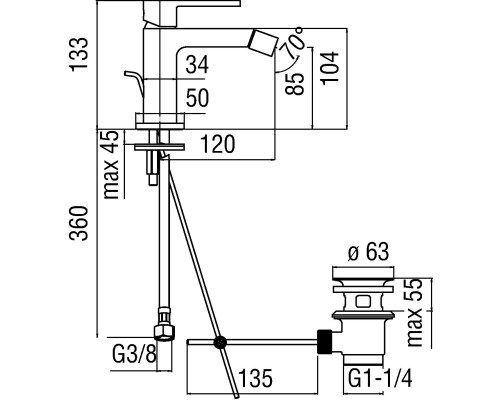 Смеситель для биде Nobili Up UP94119/1CR Хром