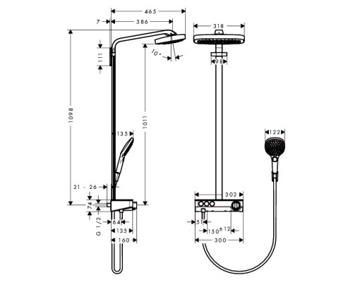 Душевая система Hansgrohe Raindance Select E хром 27127000