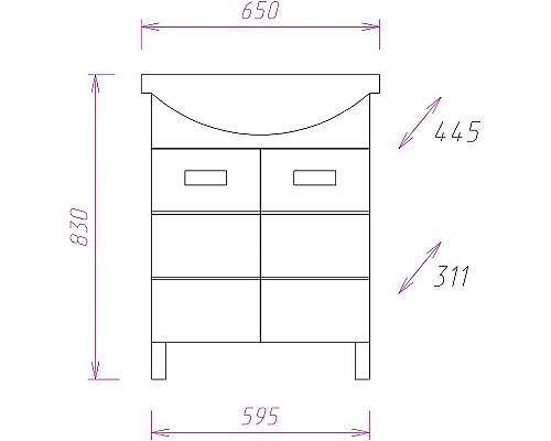 Тумба с раковиной Onika Балтика 65.10 К Белый