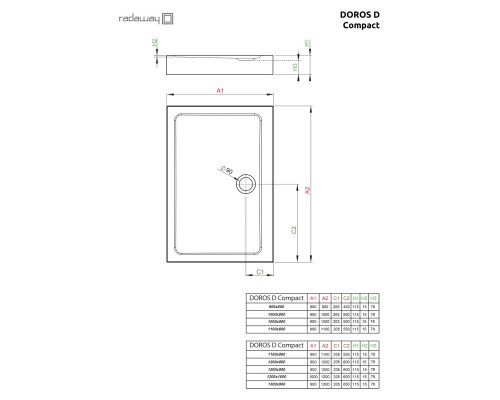 Акриловый поддон для душа Radaway Doros D Compact 90x80x11,5 Белый