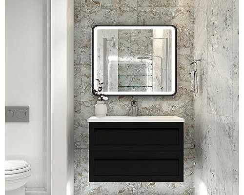 Тумба под раковину Art&Max AM-Platino-1000-2C-SO-NM подвесная Черная матовая