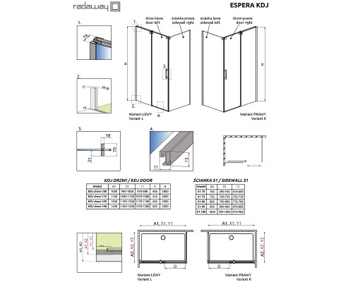 Душевая стенка Radaway Espera KDJ 80 380148-01L профиль Хром стекло прозрачное