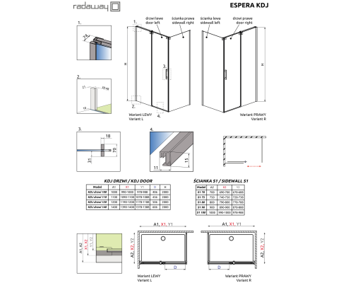 Душевая стенка Radaway Espera KDJ 80 380148-01L профиль Хром стекло прозрачное