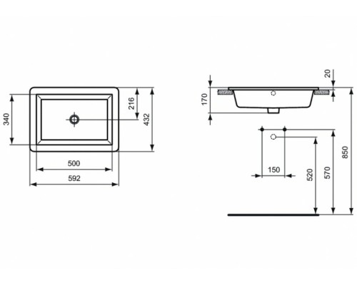 Раковина Ideal Standard Strada 59 K078001 Euro White