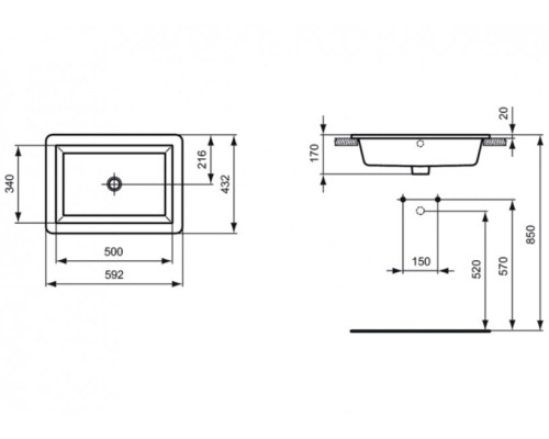 Раковина Ideal Standard Strada 59 K078001 Euro White