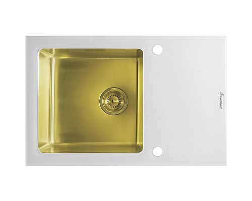 Кухонная мойка Seaman Eco Glass SMG-780W-Gold.B Золотая Кухонная мойка Seaman Eco Glass SMG-780W-Gold.B Золотая