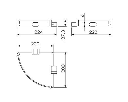 Полка стеклянная угловая 22 см LANGBERGER 24051D